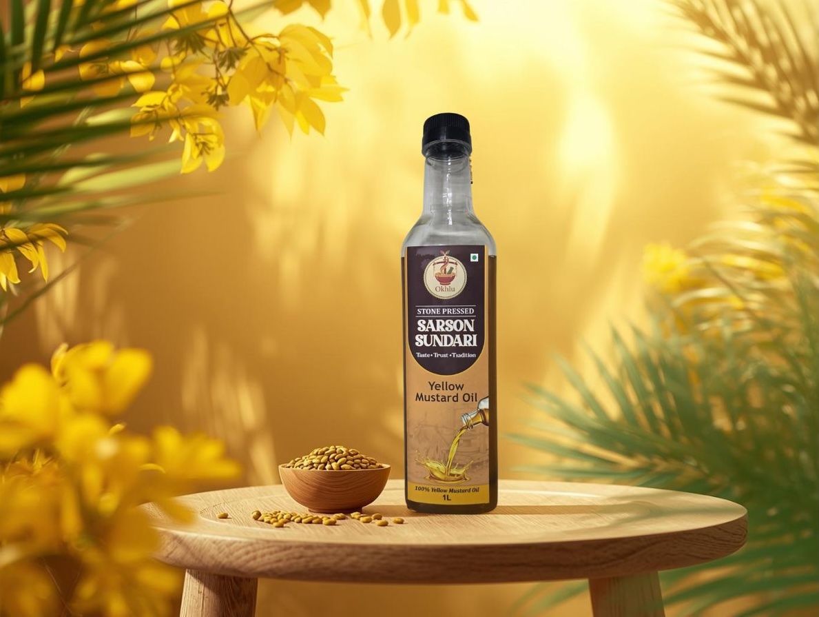 Stone Pressed Yellow Mustard Oil - 1L (Glass Bottle)